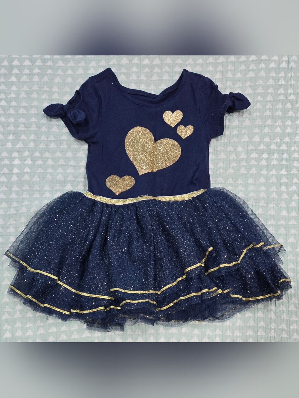 Navy & Gold Glitter Tutu Dress - 2T